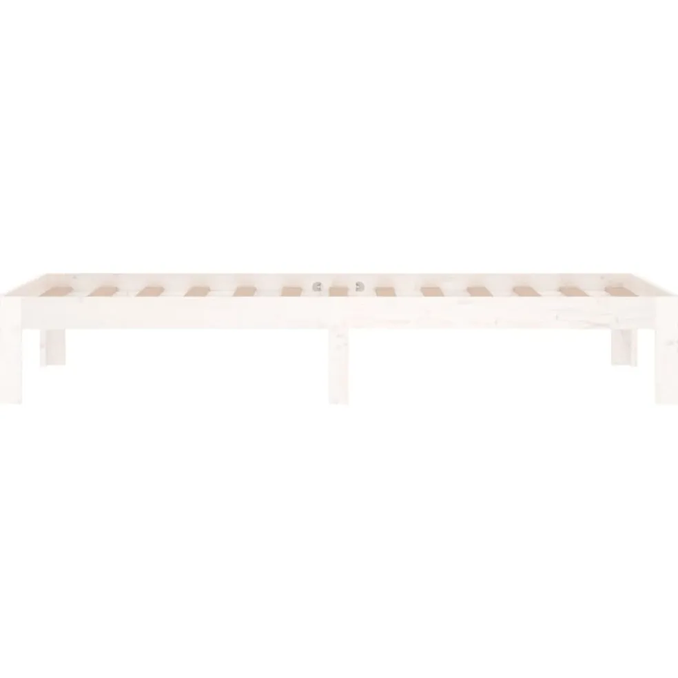 vidaXL Bedframe massief hout wit 75x190 cm