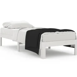 vidaXL Bedframe massief hout wit 75x190 cm