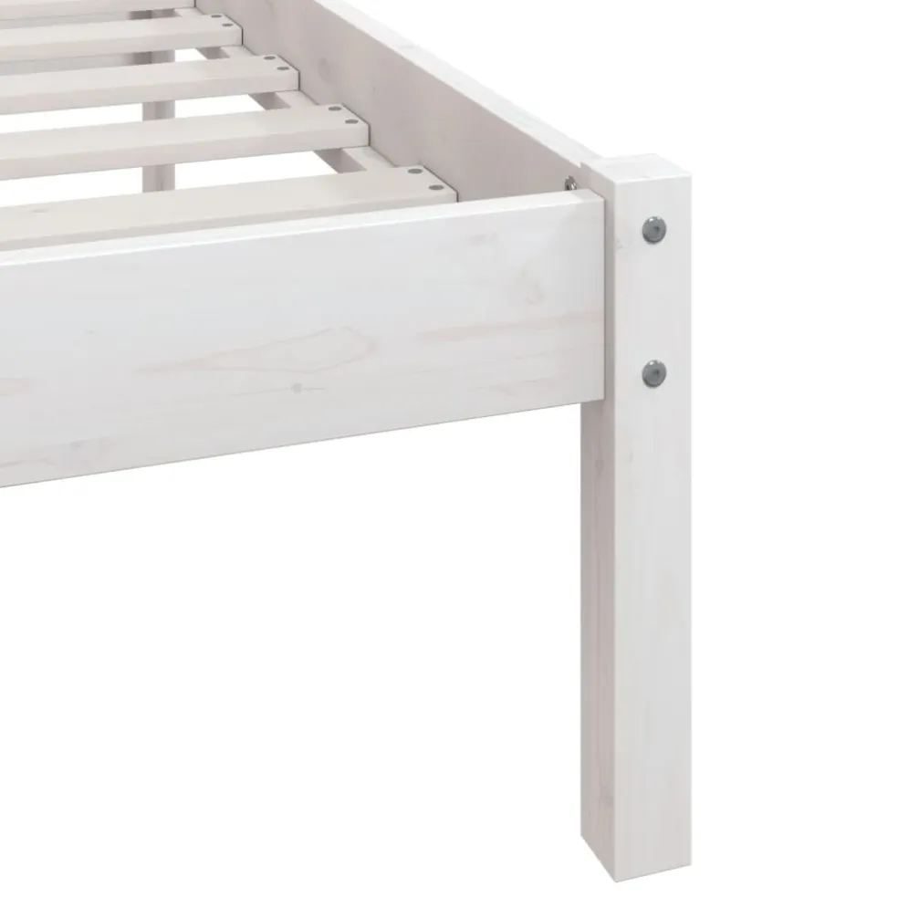 vidaXL Bedframe massief hout wit 75x190 cm