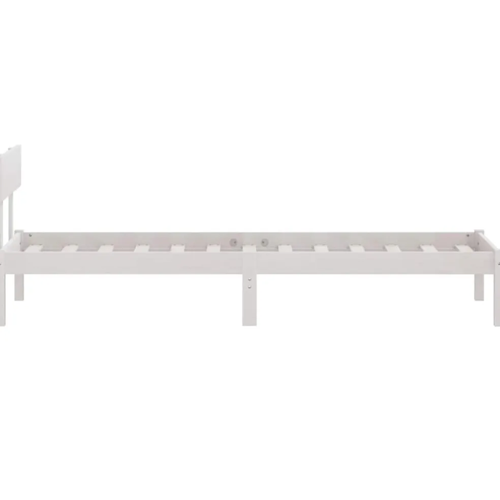 vidaXL Bedframe massief hout wit 75x190 cm