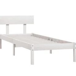 vidaXL Bedframe massief hout wit 75x190 cm