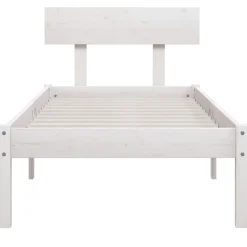 vidaXL Bedframe massief hout wit 75x190 cm