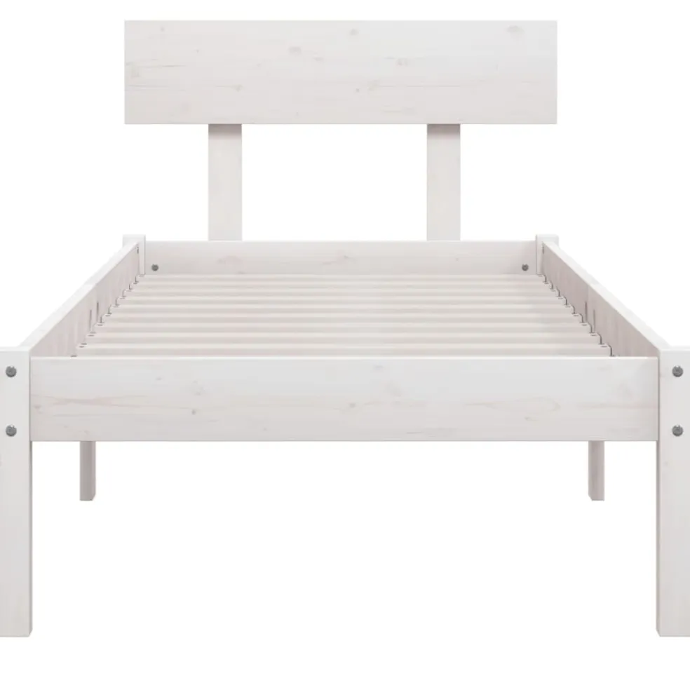 vidaXL Bedframe massief hout wit 75x190 cm