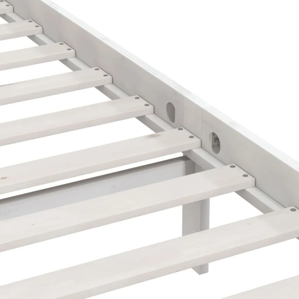 vidaXL Bedframe massief hout wit 75x190 cm