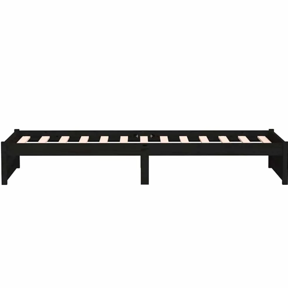 vidaXL Bedframe massief hout zwart 75x190 cm