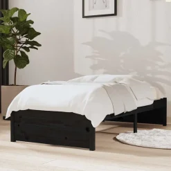 vidaXL Bedframe massief hout zwart 75x190 cm