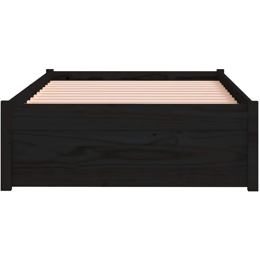 vidaXL Bedframe massief hout zwart 75x190 cm