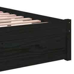 vidaXL Bedframe massief hout zwart 75x190 cm