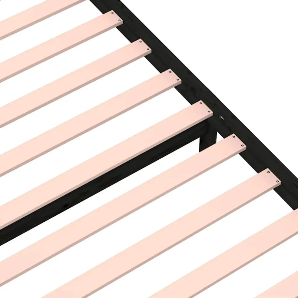 vidaXL Bedframe massief hout zwart 75x190 cm