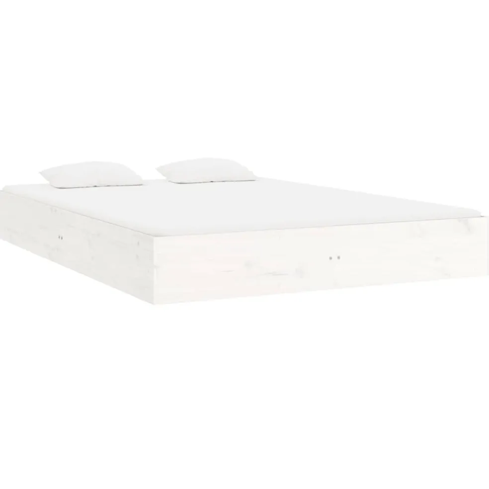 vidaXL Bedframe massief hout wit 200x200 cm