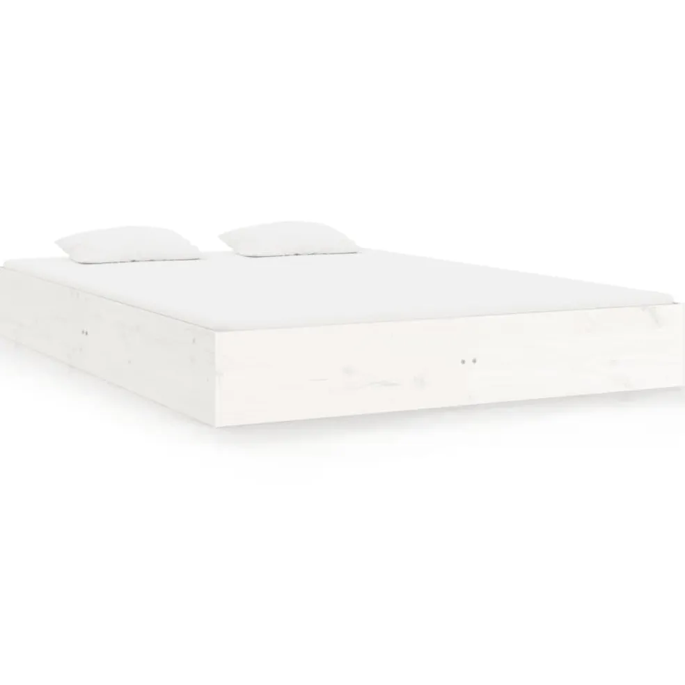 vidaXL Bedframe massief hout wit 200x200 cm
