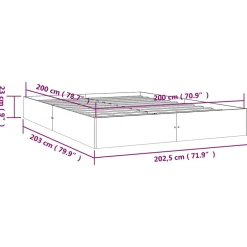 vidaXL Bedframe massief hout wit 200x200 cm