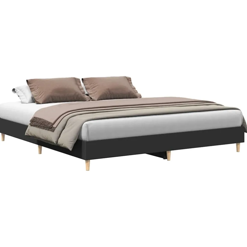 vidaXL Bedframe matras zonder matras 200x200 cm spaanplaat zwart