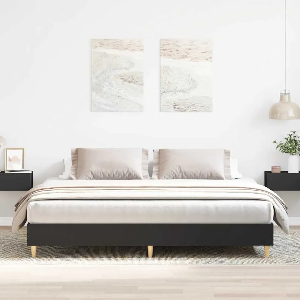 vidaXL Bedframe matras zonder matras 200x200 cm spaanplaat zwart