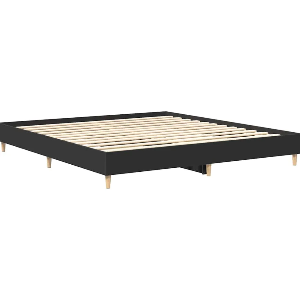 vidaXL Bedframe matras zonder matras 200x200 cm spaanplaat zwart