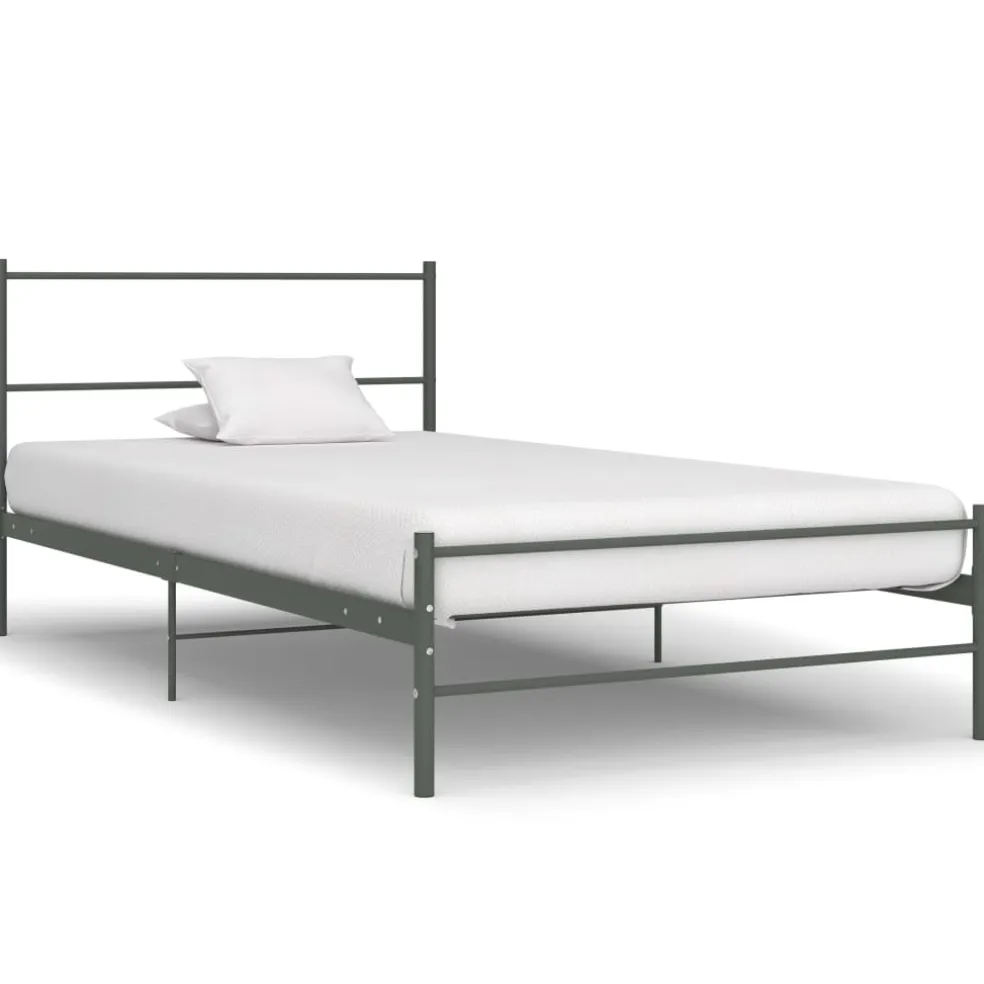 vidaXL Bedframe metaal grijs 90x200 cm