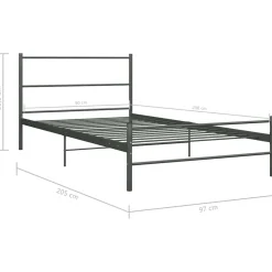 vidaXL Bedframe metaal grijs 90x200 cm