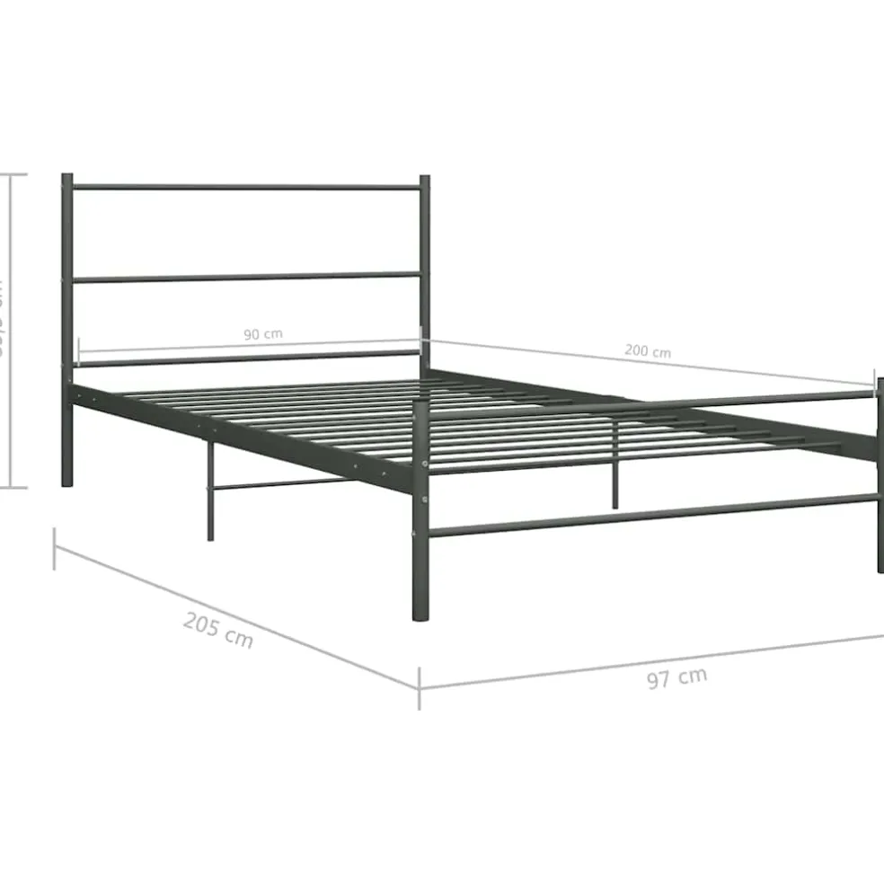 vidaXL Bedframe metaal grijs 90x200 cm
