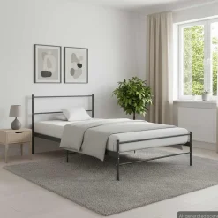vidaXL Bedframe metaal grijs 90x200 cm