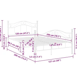 vidaXL Bedframe metaal wit 120x200 cm