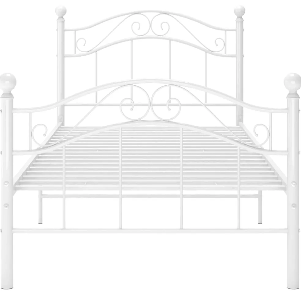 vidaXL Bedframe metaal wit 90x200 cm