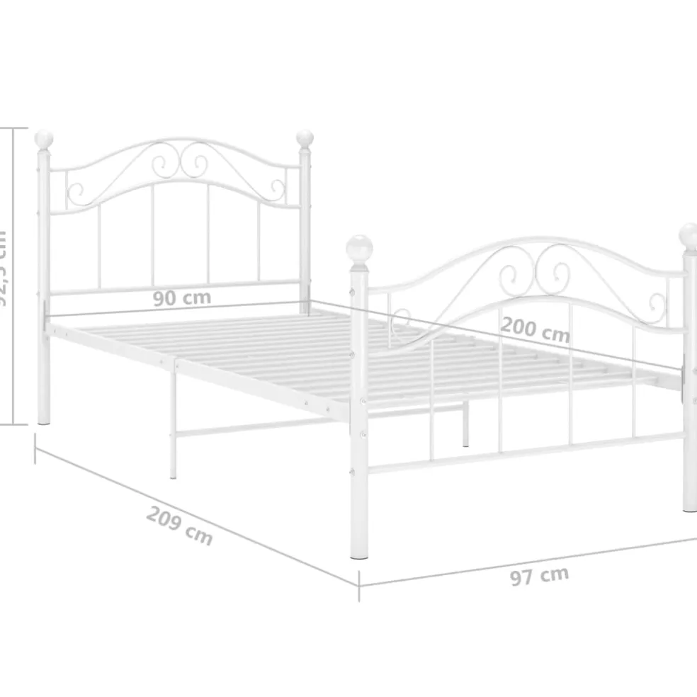 vidaXL Bedframe metaal wit 90x200 cm