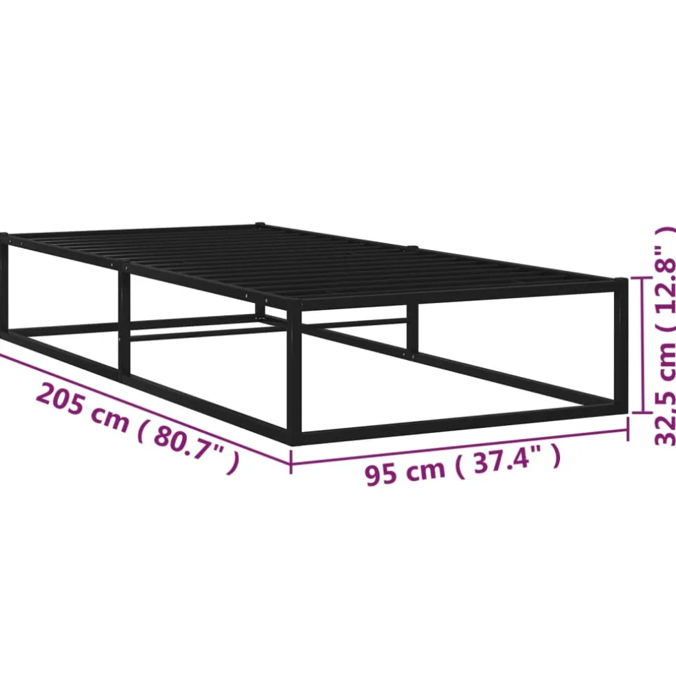 vidaXL Bedframe metaal zwart 90x200 cm