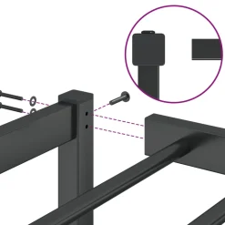 vidaXL Bedframe metaal zwart 75 x 190 cm