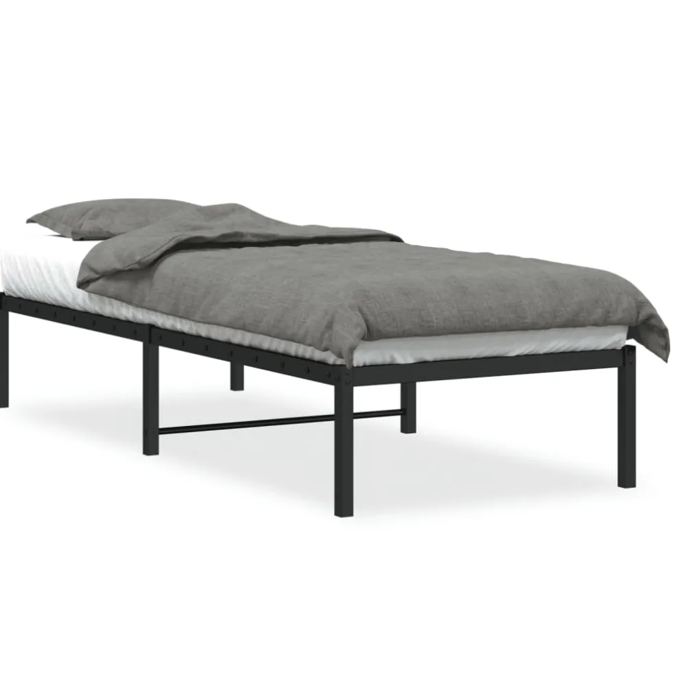 vidaXL Bedframe metaal zwart 75 x 190 cm