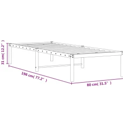 vidaXL Bedframe metaal zwart 75 x 190 cm