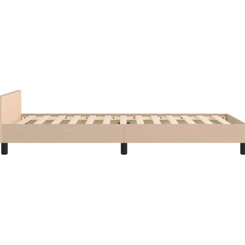 vidaXL Bedframe met hoofdbord kunstleer cappucinnokleurig 80x200 cm