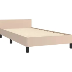 vidaXL Bedframe met hoofdbord kunstleer cappucinnokleurig 80x200 cm