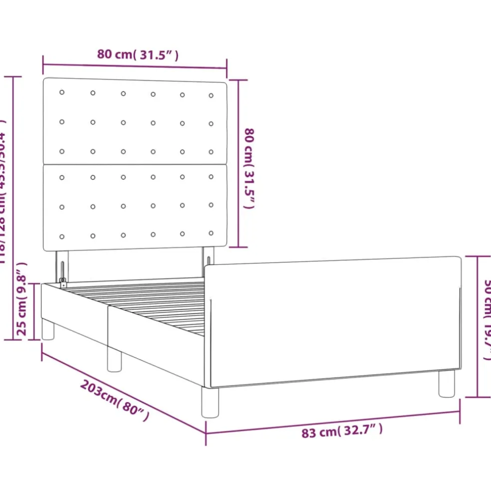 vidaXL Bedframe met hoofdbord kunstleer cappucinnokleurig 80x200 cm
