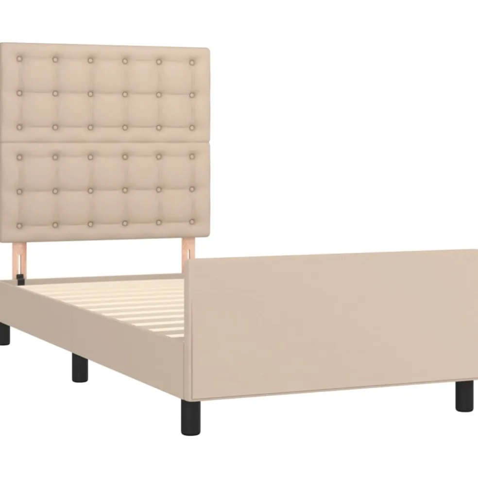 vidaXL Bedframe met hoofdbord kunstleer cappucinnokleurig 80x200 cm