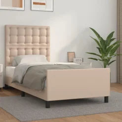 vidaXL Bedframe met hoofdbord kunstleer cappucinnokleurig 80x200 cm