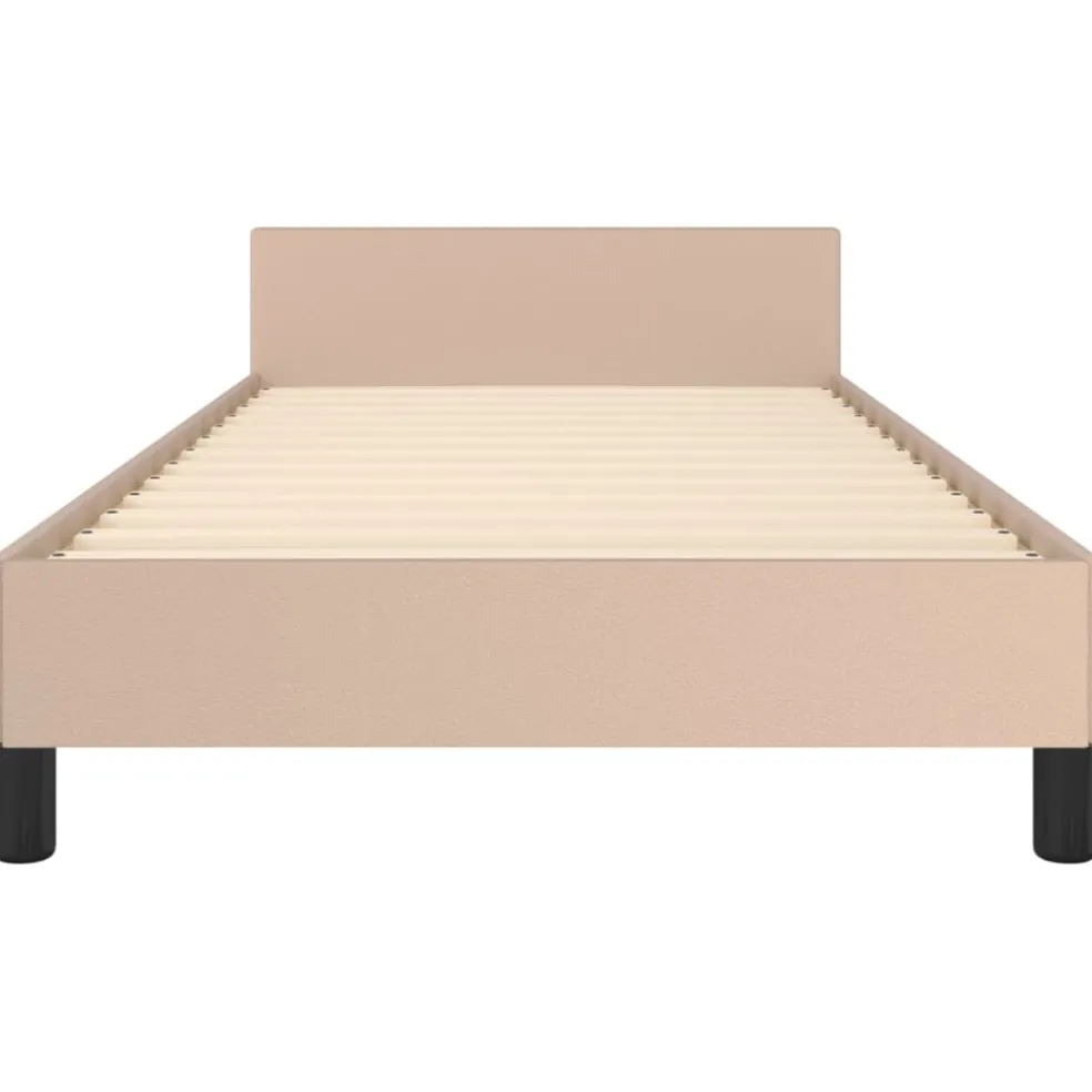 vidaXL Bedframe met hoofdbord kunstleer cappucinnokleurig 80x200 cm