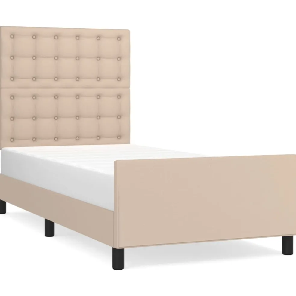 vidaXL Bedframe met hoofdbord kunstleer cappucinnokleurig 80x200 cm
