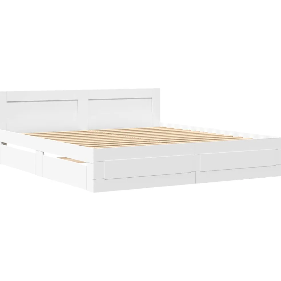vidaXL Bedframe met hoofdeinde zonder matras 200x200 cm wit