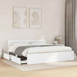 vidaXL Bedframe met hoofdeinde zonder matras 200x200 cm wit