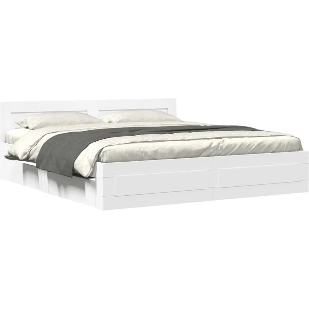vidaXL Bedframe met hoofdeinde zonder matras 200x200 cm wit