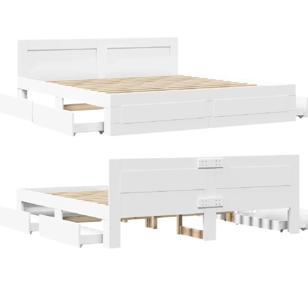 vidaXL Bedframe met hoofdeinde zonder matras 200x200 cm wit