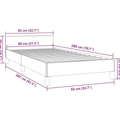 vidaXL Bedframe met hoofdeinde zonder matras 80x200 cm stof zwart