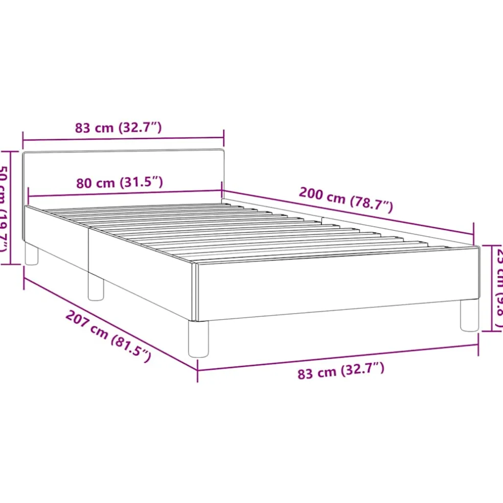 vidaXL Bedframe met hoofdeinde zonder matras 80x200 cm stof zwart