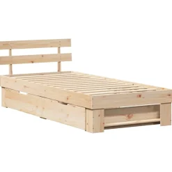 vidaXL Bedframe met hoofdeinde Naturel 100 x 200 cm Massief grenenhout