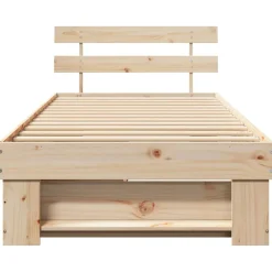 vidaXL Bedframe met hoofdeinde Naturel 100 x 200 cm Massief grenenhout
