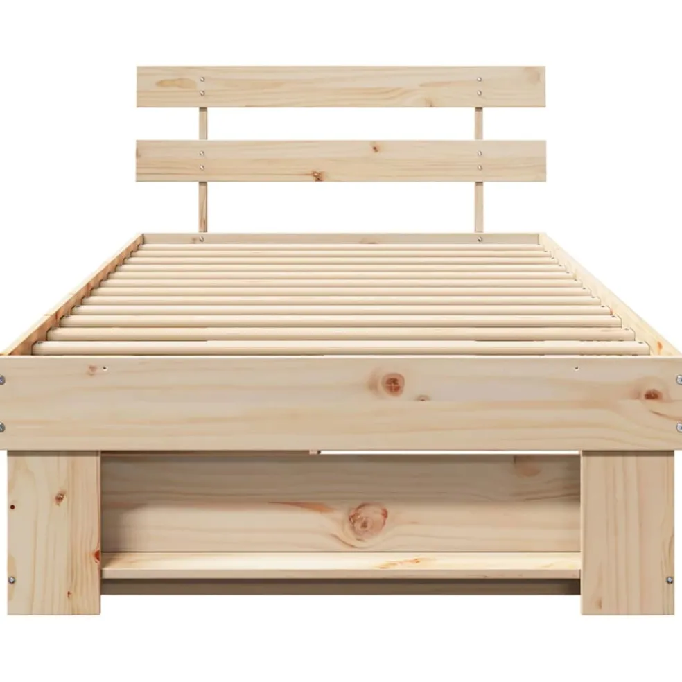 vidaXL Bedframe met hoofdeinde Naturel 100 x 200 cm Massief grenenhout