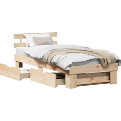 vidaXL Bedframe met hoofdeinde Naturel 100 x 200 cm Massief grenenhout