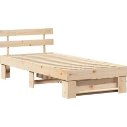vidaXL Bedframe met hoofdeinde Naturel 100 x 200 cm Massief grenenhout