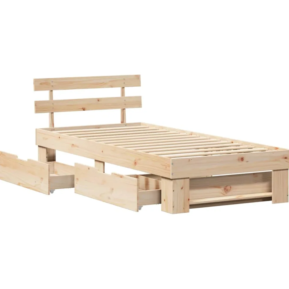 vidaXL Bedframe met hoofdeinde Naturel 100 x 200 cm Massief grenenhout