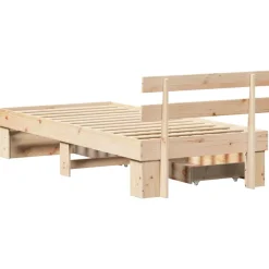 vidaXL Bedframe met hoofdeinde Naturel 100 x 200 cm Massief grenenhout